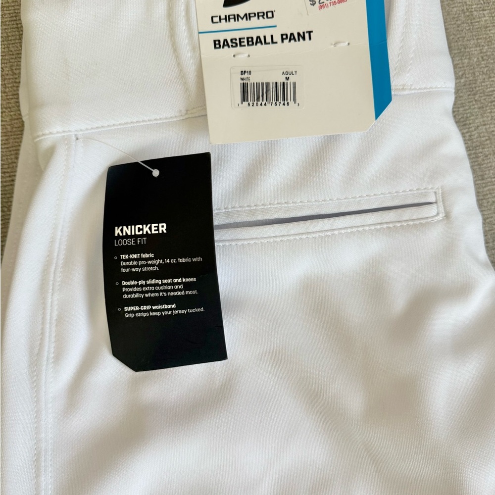 Champro White Baseball Pants Adult Medium